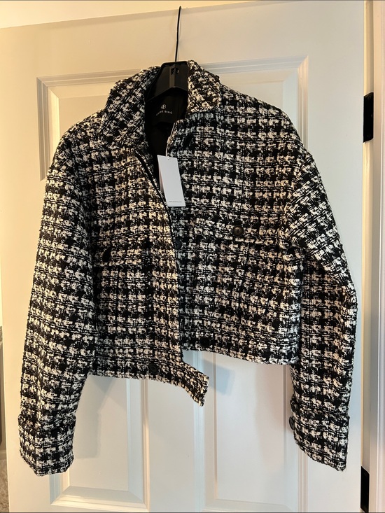 Anine Bing Jackets & Blazers - Anine Bing Adriana Black & White Tweed Cropped Blazer